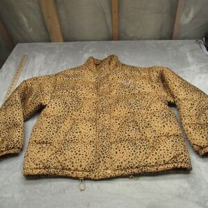 Levis Jacket Women Large Brown Leopard Insulated Warm Winter Sydney Short Puffer